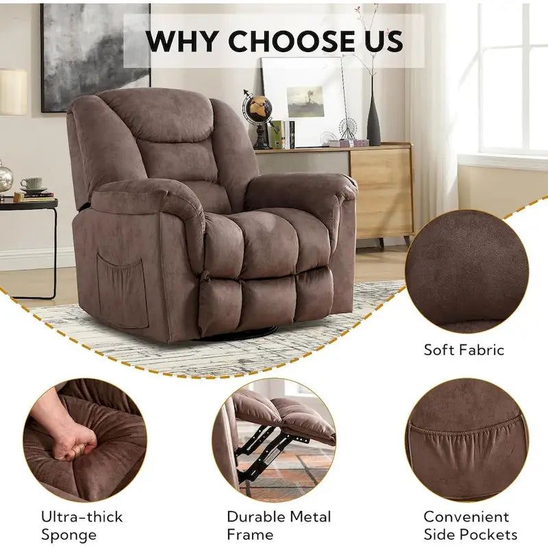 Fauteuil inclinable manuel pivotant grande taille