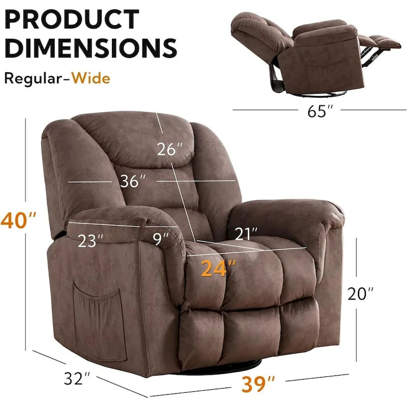 Fauteuil inclinable manuel pivotant grande taille