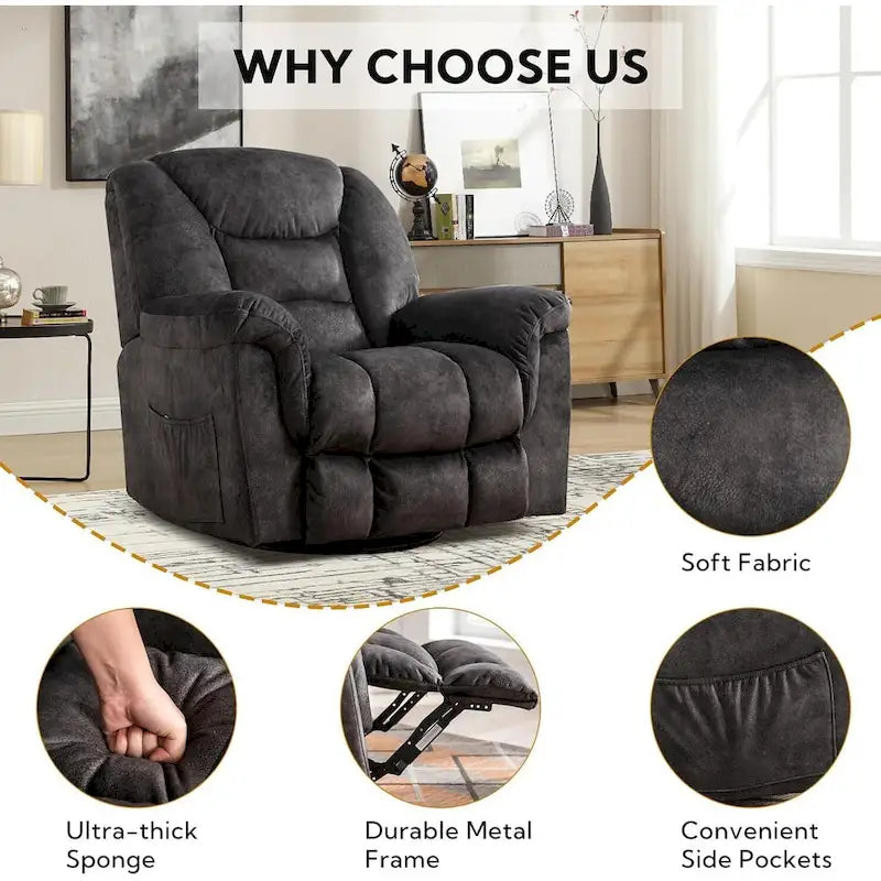 Fauteuil inclinable manuel pivotant grande taille