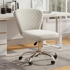 Fauteuil de bureau pivotant réglable sans accoudoirs en velours – Chaise de bureau pivotante à 360°