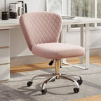 Fauteuil de bureau pivotant réglable sans accoudoirs en velours – Chaise de bureau pivotante à 360°