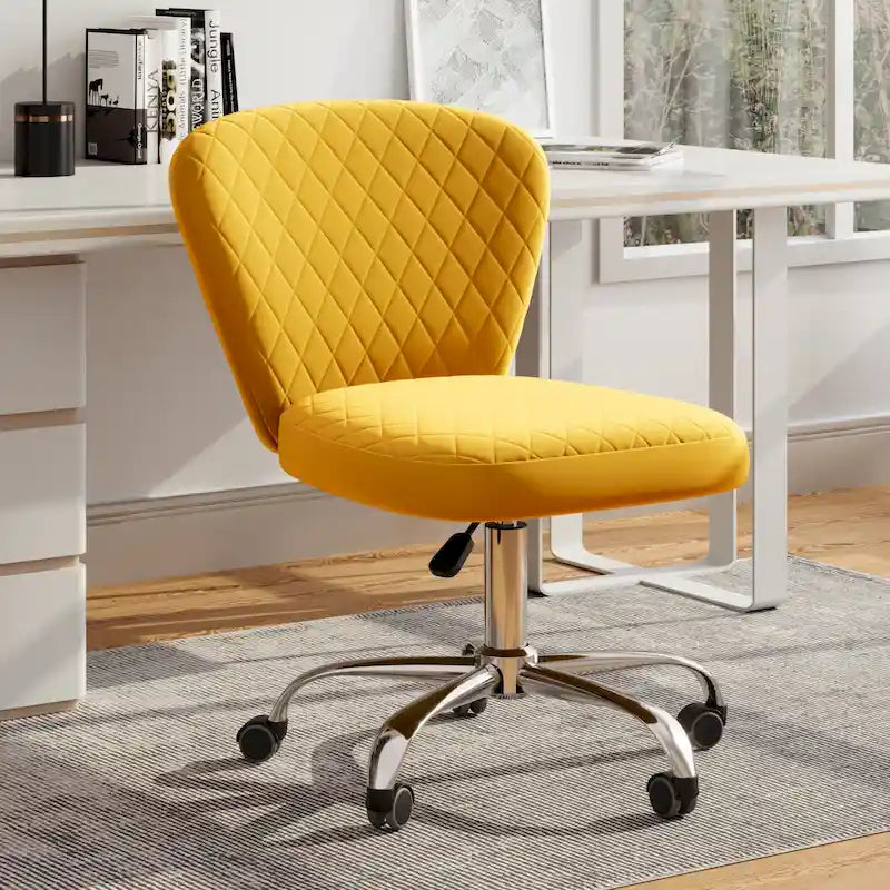 Fauteuil de bureau pivotant réglable sans accoudoirs en velours – Chaise de bureau pivotante à 360°