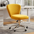 Fauteuil de bureau pivotant réglable sans accoudoirs en velours – Chaise de bureau pivotante à 360°