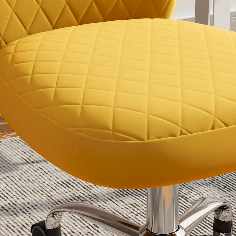 Fauteuil de bureau pivotant réglable sans accoudoirs en velours – Chaise de bureau pivotante à 360°