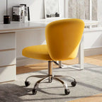 Fauteuil de bureau pivotant réglable sans accoudoirs en velours – Chaise de bureau pivotante à 360°