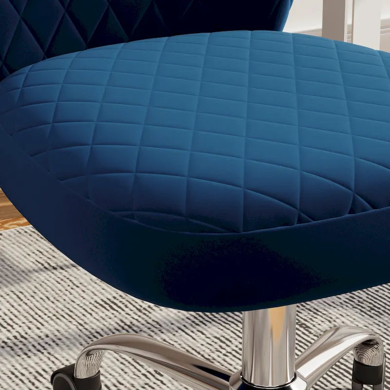 Fauteuil de bureau pivotant réglable sans accoudoirs en velours – Chaise de bureau pivotante à 360°