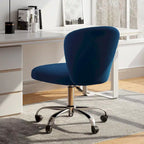 Fauteuil de bureau pivotant réglable sans accoudoirs en velours – Chaise de bureau pivotante à 360°