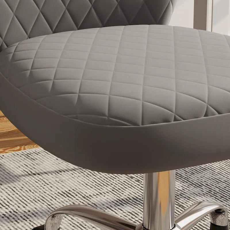 Fauteuil de bureau pivotant réglable sans accoudoirs en velours – Chaise de bureau pivotante à 360°
