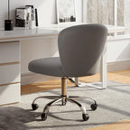 Fauteuil de bureau pivotant réglable sans accoudoirs en velours – Chaise de bureau pivotante à 360°