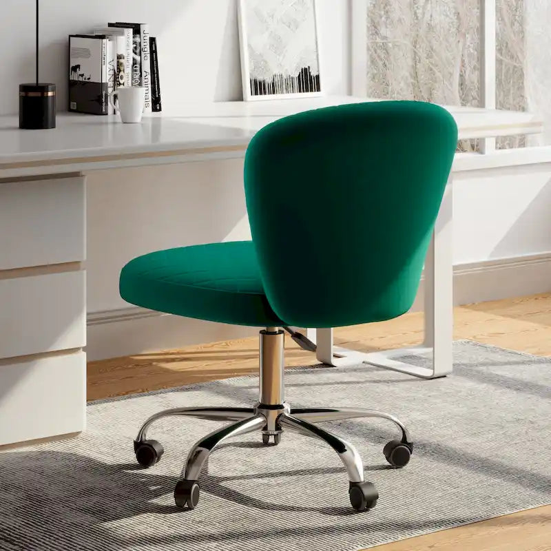 Fauteuil de bureau pivotant réglable sans accoudoirs en velours – Chaise de bureau pivotante à 360°