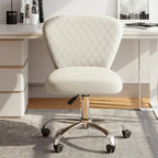 Fauteuil de bureau pivotant réglable sans accoudoirs en velours – Chaise de bureau pivotante à 360°