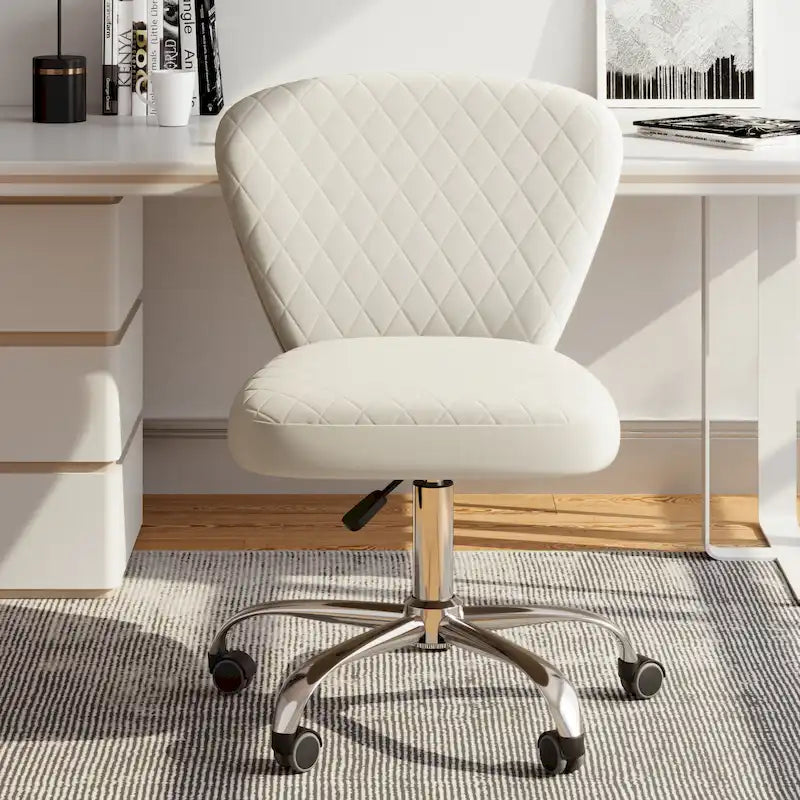 Fauteuil de bureau pivotant réglable sans accoudoirs en velours – Chaise de bureau pivotante à 360°