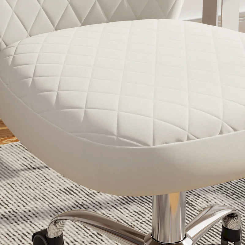 Fauteuil de bureau pivotant réglable sans accoudoirs en velours – Chaise de bureau pivotante à 360°