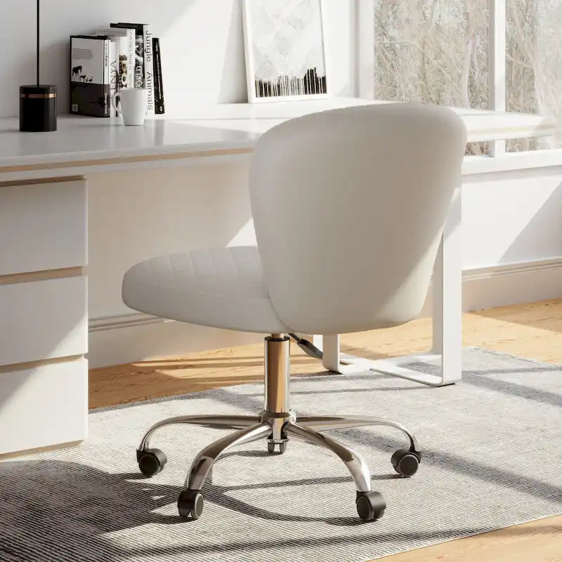 Fauteuil de bureau pivotant réglable sans accoudoirs en velours – Chaise de bureau pivotante à 360°