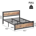 Cadre de lit plateforme avec tête de lit, aucun sommier tapissier requis, supporte jusqu'à 317 kg, marron rustique