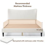 Lit plateforme queen-size réglable en bouclette blanche moderne