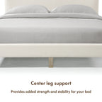 Lit plateforme queen-size réglable en bouclette blanche moderne