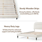 Lit plateforme queen-size réglable en bouclette blanche moderne