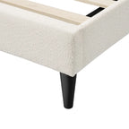 Lit plateforme queen-size réglable en bouclette blanche moderne