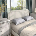 Lit plateforme queen-size réglable en bouclette blanche moderne