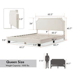 Lit plateforme queen-size réglable en bouclette blanche moderne
