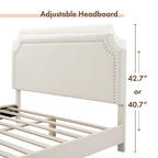 Lit plateforme queen-size réglable en bouclette blanche moderne