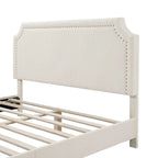 Lit plateforme queen-size réglable en bouclette blanche moderne