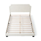 Lit plateforme queen-size réglable en bouclette blanche moderne