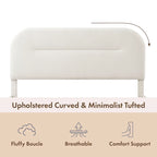 Lit plateforme queen-size réglable en bouclette blanche moderne