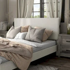 Lit plateforme queen-size réglable en bouclette blanche moderne