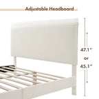 Lit plateforme queen-size réglable en bouclette blanche moderne