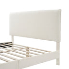 Lit plateforme queen-size réglable en bouclette blanche moderne