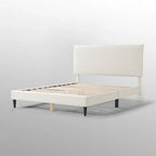 Lit plateforme queen-size réglable en bouclette blanche moderne
