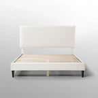Lit plateforme queen-size réglable en bouclette blanche moderne