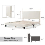 Lit plateforme queen-size réglable en bouclette blanche moderne