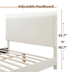 Lit plateforme queen-size réglable en bouclette blanche moderne