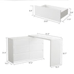 Commode et Bureau Rotatifs 6 Tiroirs – Coiffeuse Blanche/Noire