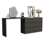 Commode et Bureau Rotatifs 6 Tiroirs – Coiffeuse Blanche/Noire