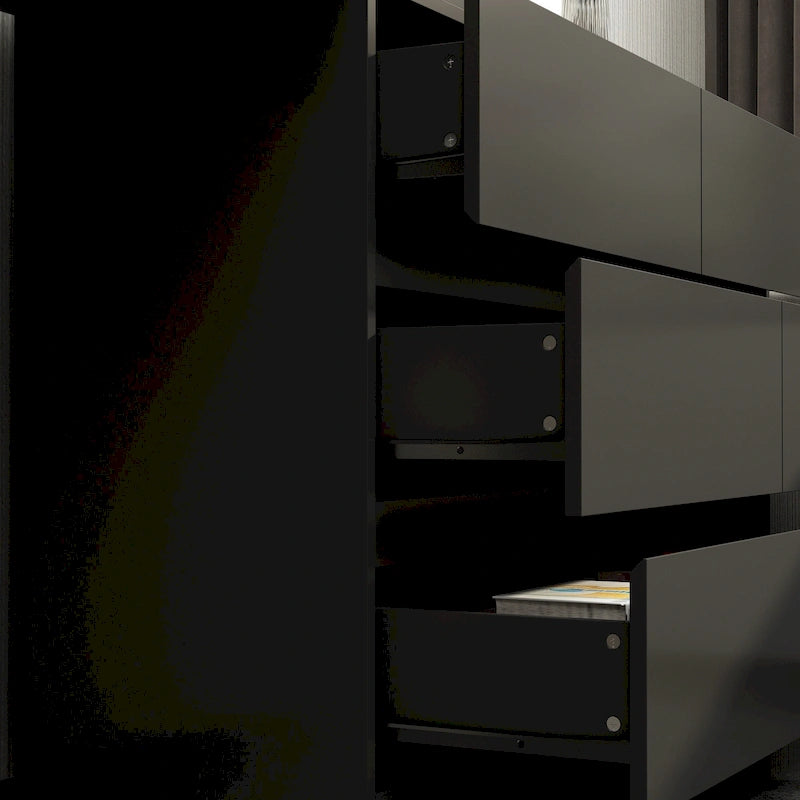 Commode et Bureau Rotatifs 6 Tiroirs – Coiffeuse Blanche/Noire