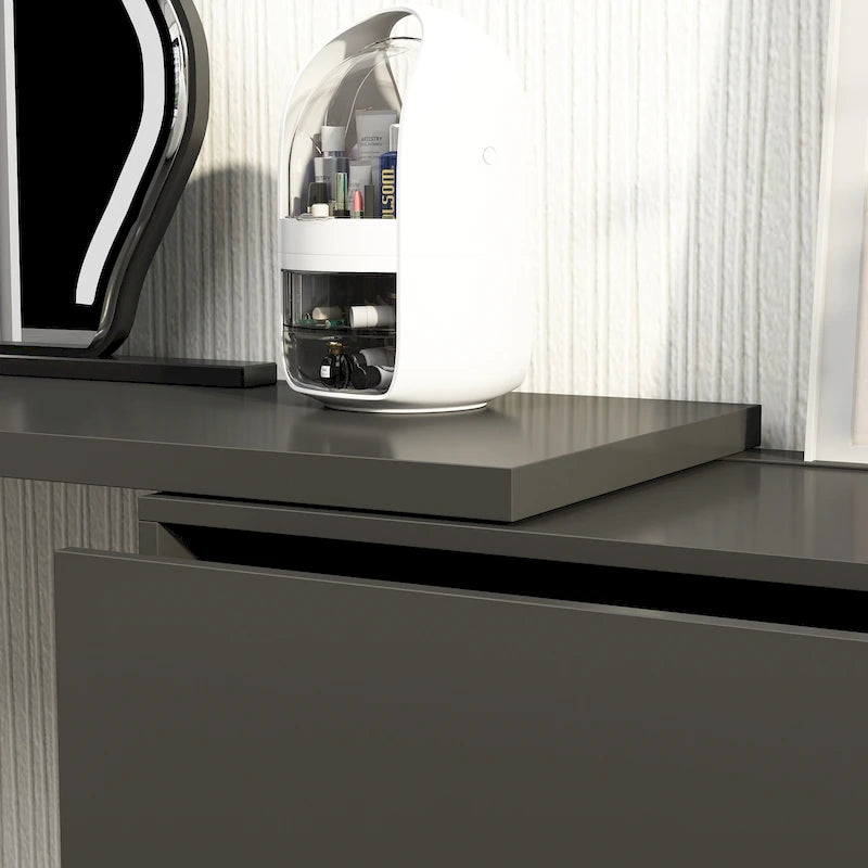 Commode et Bureau Rotatifs 6 Tiroirs – Coiffeuse Blanche/Noire