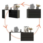 Commode et Bureau Rotatifs 6 Tiroirs – Coiffeuse Blanche/Noire