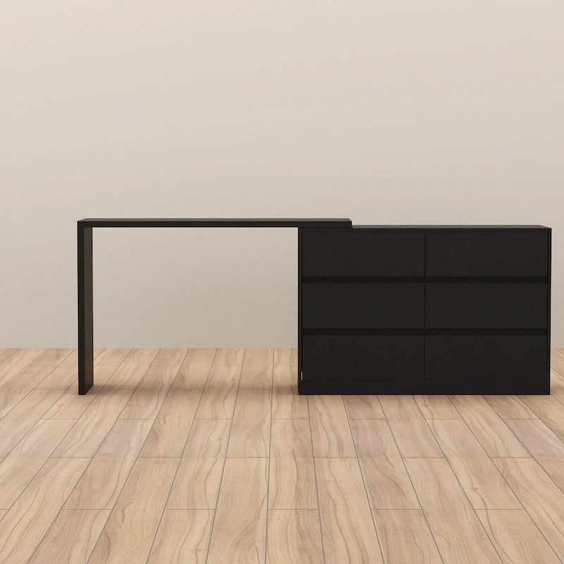 Commode et Bureau Rotatifs 6 Tiroirs – Coiffeuse Blanche/Noire