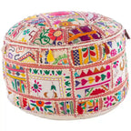 Pouf rond en coton géométrique Acle de 22 pouces
