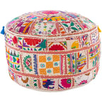 Pouf rond en coton géométrique Acle de 22 pouces
