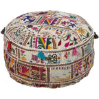 Pouf rond en coton géométrique Acle de 22 pouces