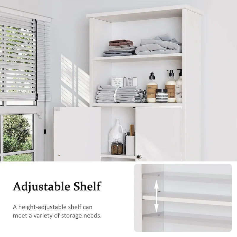 Meuble de rangement WC au-dessus des toilettes avec porte – Organiseur de salle de bain peu encombrant