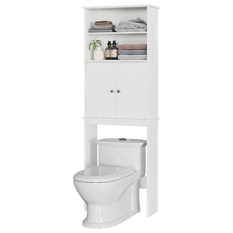 Meuble de rangement WC au-dessus des toilettes avec porte – Organiseur de salle de bain peu encombrant