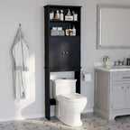 Meuble de rangement WC au-dessus des toilettes avec porte – Organiseur de salle de bain peu encombrant