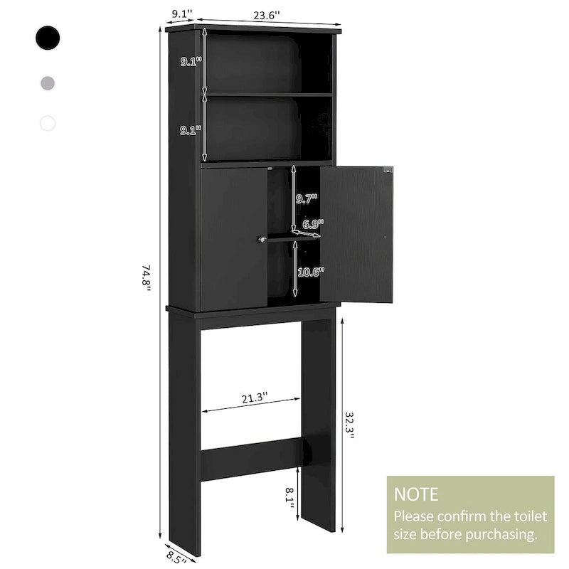 Meuble de rangement WC au-dessus des toilettes avec porte – Organiseur de salle de bain peu encombrant