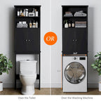 Meuble de rangement WC au-dessus des toilettes avec porte – Organiseur de salle de bain peu encombrant